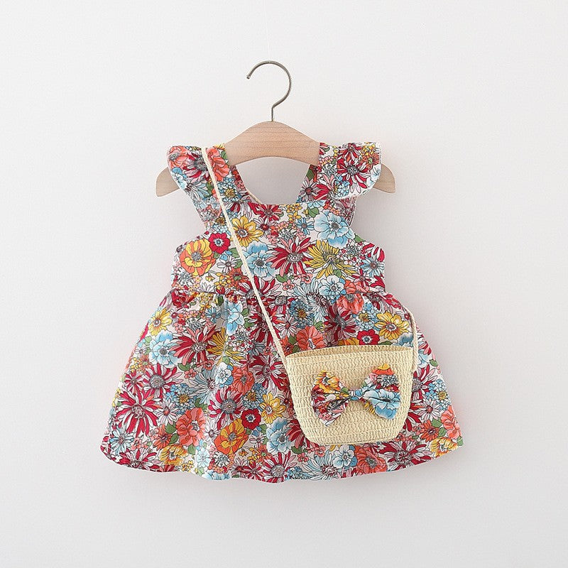 GIRLS’ FLORAL SUMMER DRESS WITH BAG