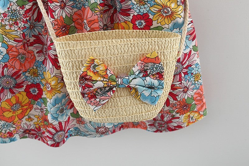 GIRLS’ FLORAL SUMMER DRESS WITH BAG