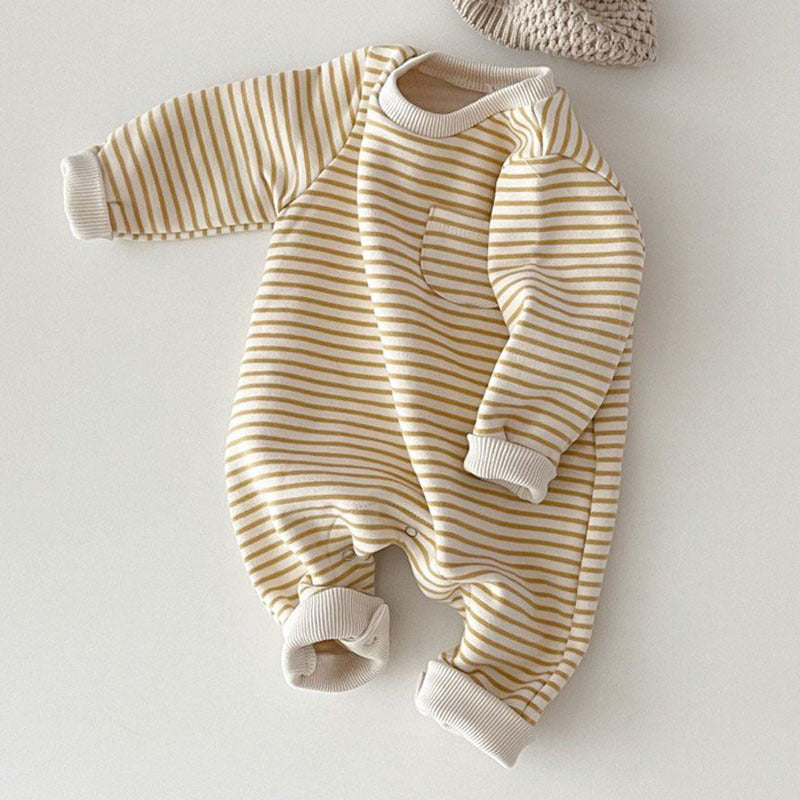 STRIPED COTTON BABY ROMPER