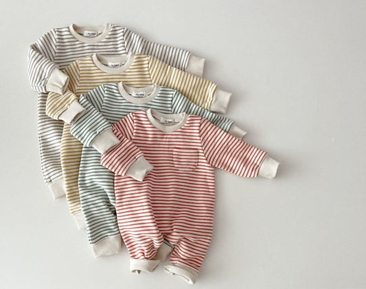 STRIPED COTTON BABY ROMPER