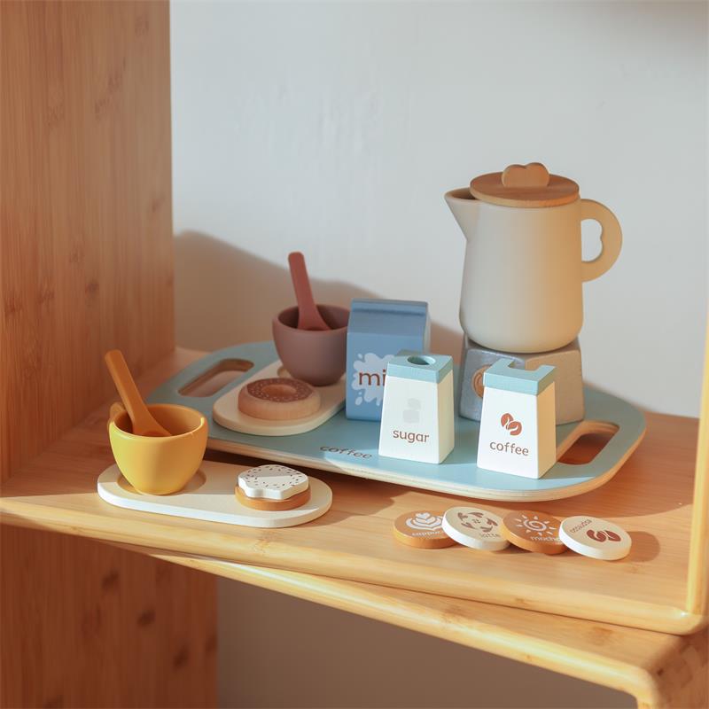 WOODEN COFFEE TABLEWARE PLAY SET