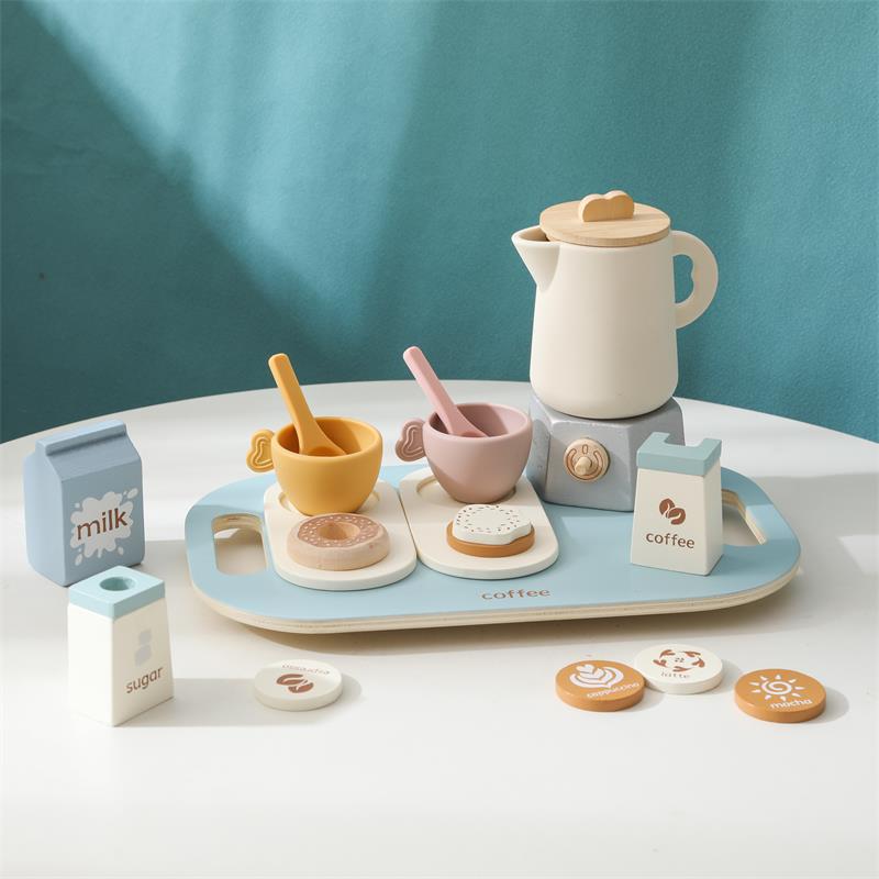 WOODEN COFFEE TABLEWARE PLAY SET
