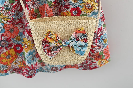 GIRLS’ FLORAL SUMMER DRESS WITH BAG